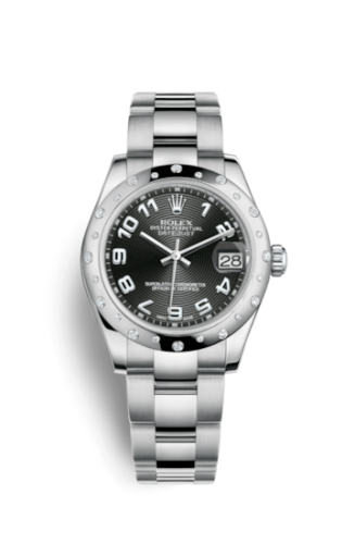 Rolex Datejust 31 Stainless Steel Domed Diamond / Oyster / Black - Arabic 178344-0058