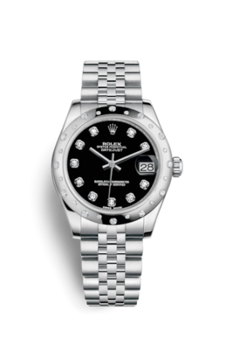 Rolex Datejust 31 Stainless Steel Domed Diamond / Jubilee / Black - Diamond 178344-0062