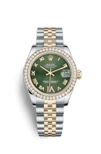 Rolex Datejust 31 Rolesor Yellow Diamond / Jubilee / Green Roman 178383-0005