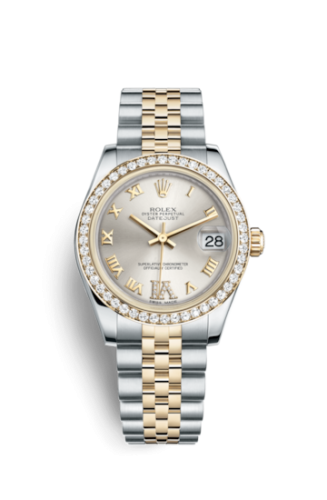 Rolex Datejust 31 Rolesor Yellow Diamond / Jubilee / Silver Roman 178383-0007