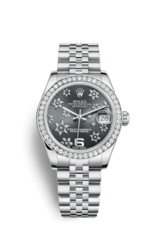 Rolex Datejust 31 Stainless Steel Diamond / Jubilee / Dark Rhodium Floral 178384-0010