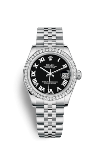 Rolex Datejust 31 Stainless Steel Diamond / Jubilee / Black - Roman 178384-0039