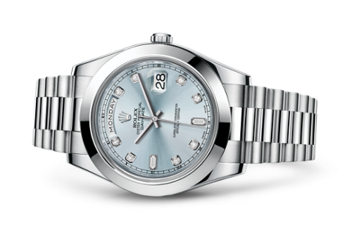 Rolex Day-Date II Platinum Silver Diamonds 218206-0009