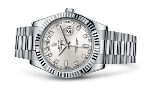 Rolex Day-Date II White Gold Silver Diamonds 218239-0006