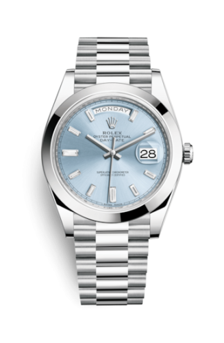 Rolex Day-Date 40 Platinum / Ice Blue Diagonal Diamond 228206-0002
