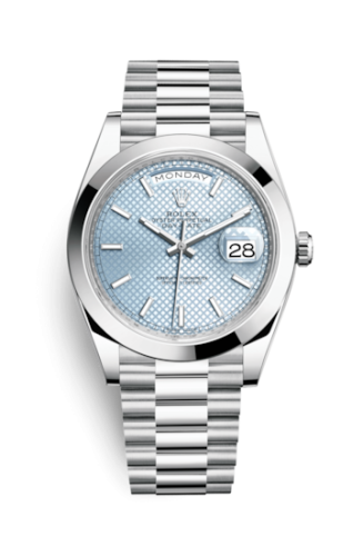 Rolex Day-Date 40 Platinum / Ice Blue Diagonal Motif 228206-0004