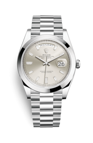Rolex Day-Date 40 Platinum / Silver - Diamond 228206-0012