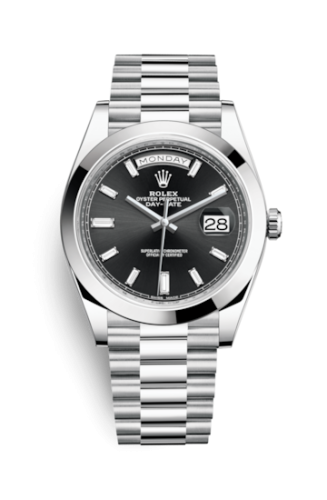Rolex Day-Date 40 Platinum / Black - Diamond 228206-0013