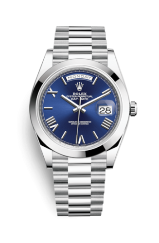 Rolex Day-Date 40 Platinum / Blue - Roman 228206-0015