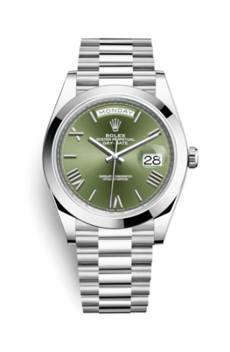 Rolex Day-Date 40 Platinum / Green - Roman 228206-0027