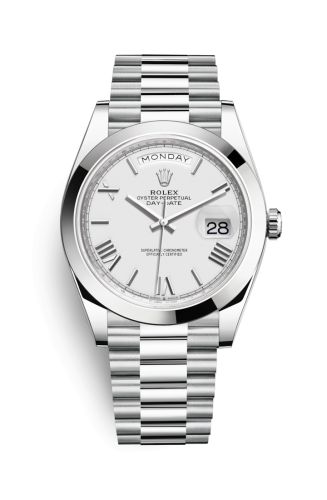 Rolex Day-Date 40 Platinum / White - Roman 228206-0028