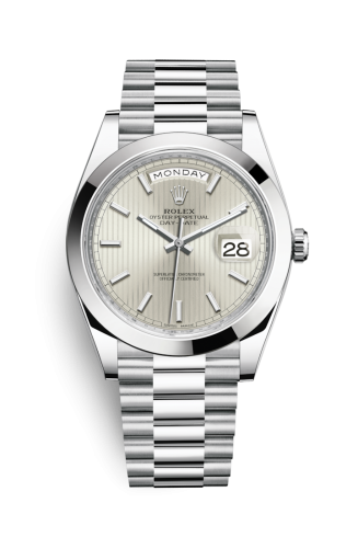 Rolex Day-Date 40 Platinum / Silver Tuxedo 228206-0034