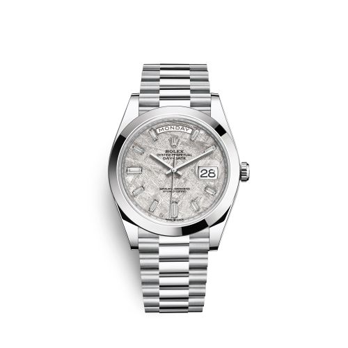 Rolex Day-Date 40 Platinum / Meteorite Baguette 228206-0036