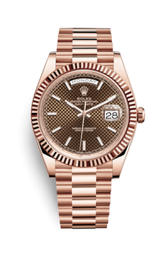 Rolex Day-Date 40 Everose / Chocolate Diagonal Motif 228235-0006