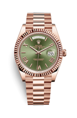 Rolex Day-Date 40 Everose / Olive - Roman 228235-0025