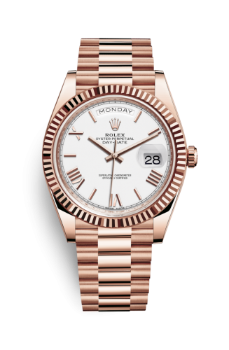 Rolex Day-Date 40 Everose / White - Roman 228235-0032