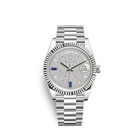 Rolex Day-Date 40 Platinum - Fluted / Paved 228236-0009