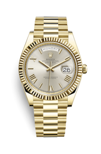 Rolex Day-Date 40 Yellow Gold - Fluted / Silver - Roman 228238-0002
