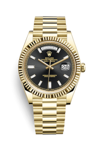 Rolex Day-Date 40 Yellow Gold / Black - Baguette 228238-0004