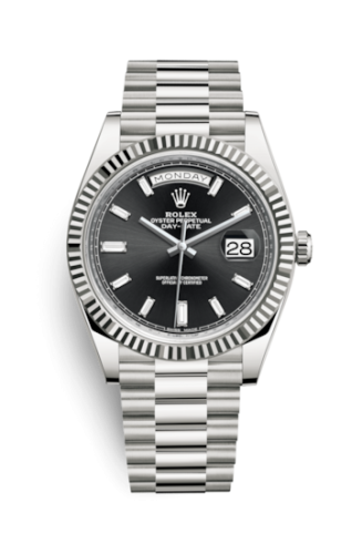 Rolex Day-Date 40 White Gold / Black - Baguette 228239-0005
