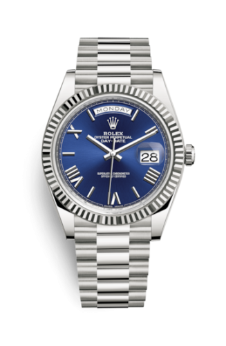 Rolex Day-Date 40 White Gold / Blue - Roman 228239-0007