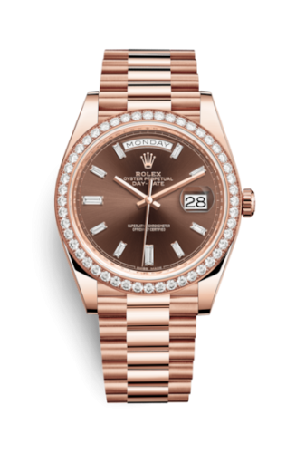 Rolex Day-Date 40 Everose - Diamond / Chocolate - Baguette 228345RBR-0006