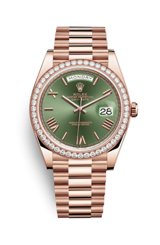 Rolex Day-Date 40 Everose - Diamond / Green - Roman 228345RBR-0011