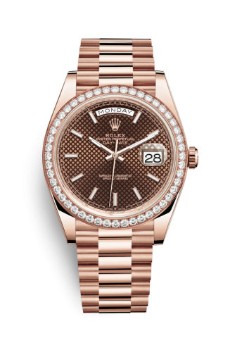 Rolex Day-Date 40 Everose / Diamond / Chocolate - Diagonal Motif 228345rbr-0005