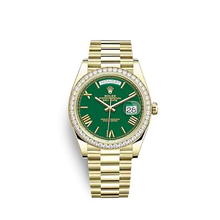 Rolex Day-Date 40 Yellow Gold - Diamond / Green - Roman 228348RBR-0040
