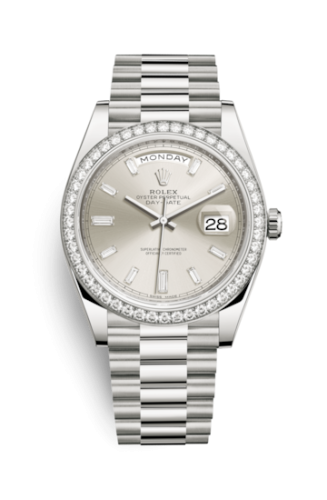 Rolex Day-Date 40 White Gold - Diamond / Silver - Baguette 228349RBR-0001