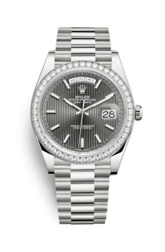 Rolex Day-Date 40 White Gold - Diamond / Grey Tuxedo 228349rbr-0008