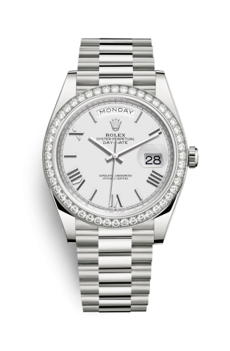Rolex Day-Date 40 White Gold - Diamond / White - Roman 228349rbr-0039