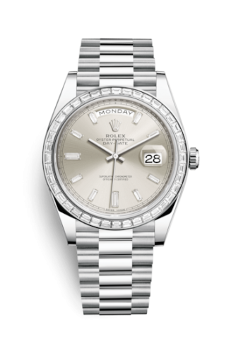Rolex Day-Date 40 Platinum - Baguette / Silver - Baguette 228396TBR-0011