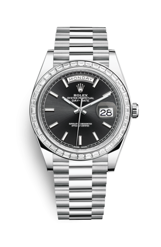 Rolex Day-Date 40 Platinum - Baguette / Black 228396TBR-0024