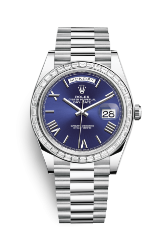 Rolex Day-Date 40 Platinum - Baguette / Blue Roman 228396TBR-0026