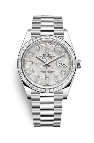 Rolex Day-Date 40 Platinum - Baguette / Meteorite - Baguette 228396TBR-0027