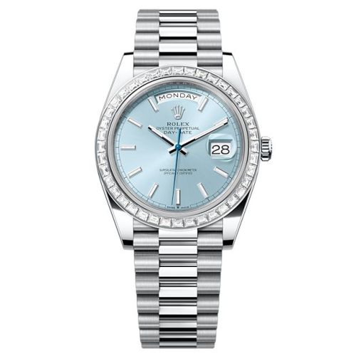 Rolex Day-Date 40 Platinum - Baguette / Ice Blue 228396TBR-0039