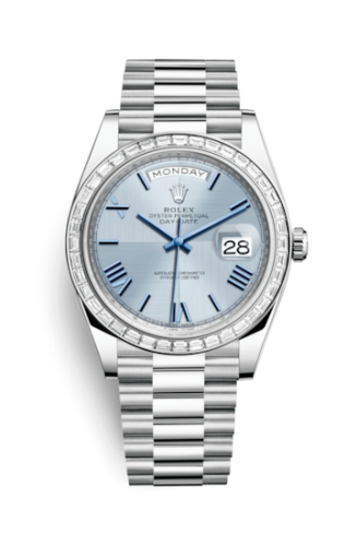 Rolex Day-Date 40 Platinum - Baguette / Ice Blue Quadrant 228396tbr-0004