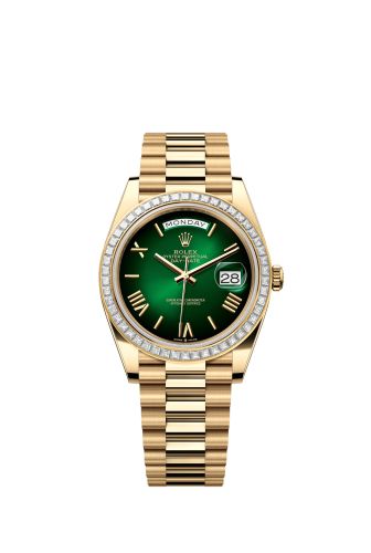 Rolex Day-Date 40 Yellow Gold - Baguette / Green Ombré 228398TBR-0042