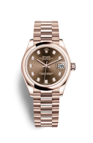 Rolex Datejust 31 Rose Gold / Domed / Chocolate - Diamond / President 278245-0016