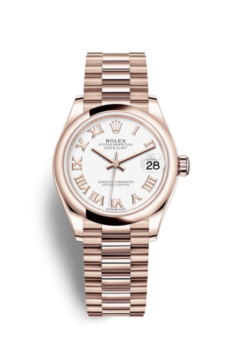 Rolex Datejust 31 Rose Gold / Domed / White - Roman / President 278245-0018