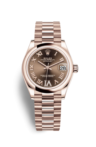 Rolex Datejust 31 Rose Gold / Domed / Chocolate - Roman / President 278245-0024