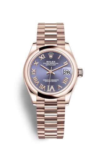 Rolex Datejust 31 Rose Gold / Domed / Aubergine - Roman / President 278245-0028