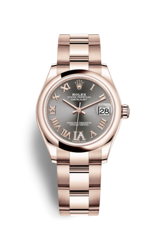 Rolex Datejust 31 Rose Gold / Domed / Grey - Roman / Oyster 278245-0031