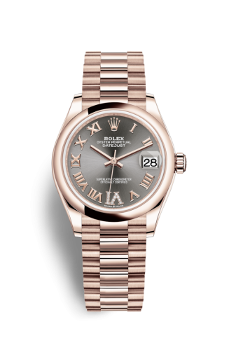 Rolex Datejust 31 Rose Gold / Domed / Grey - Roman / President 278245-0032