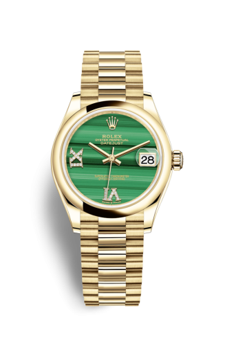 Rolex Datejust 31 Yellow Gold / Domed / Malachite / President 278248-0004
