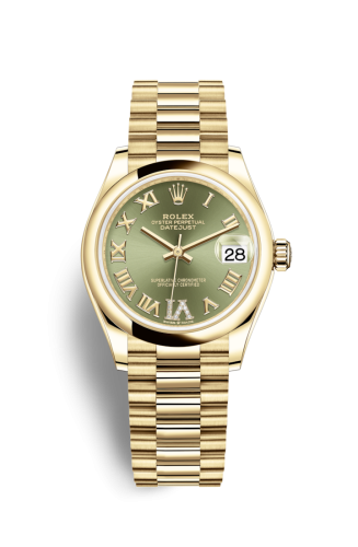Rolex Datejust 31 Yellow Gold / Domed / Olive - Roman / President 278248-0030