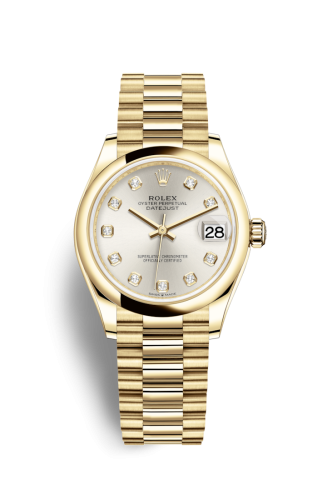 Rolex Datejust 31 Yellow Gold / Domed / Silver - Diamond / President 278248-0034