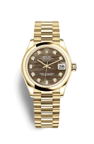 Rolex Datejust 31 Yellow Gold / Domed / Black MOP / President 278248-0038
