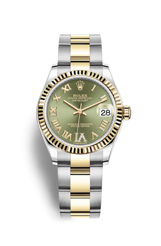 Rolex Datejust 31 Stainless Steel / Yellow Gold / Fluted / Olive - Roman / Oyster 278273-0015